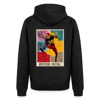 Joueur de football américain Vintage Retro Stamp - Veste à capuche bio Premium Unisexe - noir - Dos - Nico (187cm)