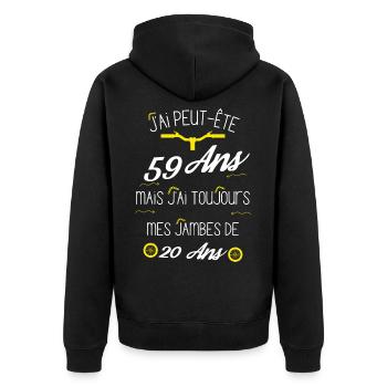 Idée cadeau d'anniversaire 59 Ans - Veste à capuche bio Premium Unisexe - noir - Dos - Nico (187cm)