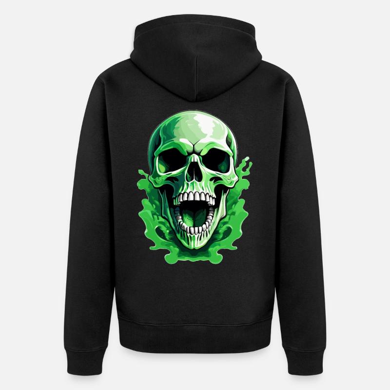 Crâne hurlant vert - Veste à capuche bio Premium Unisexe - noir