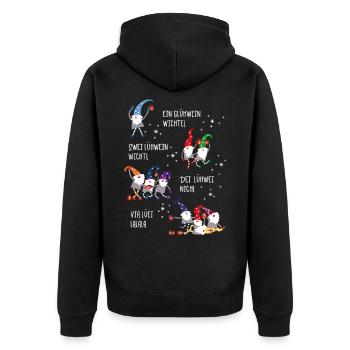 Glühwein Wichtel (Vier-Gesellen-Edition) - Unisex Premium Bio Zip Hoodie - Schwarz - Hinten - Nico (187cm)