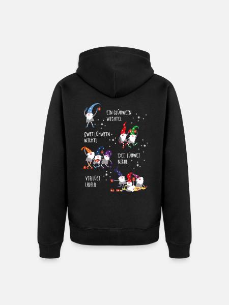 Glühwein Wichtel (Vier-Gesellen-Edition) - Unisex Premium Bio Zip Hoodie - Schwarz