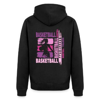 Basket-ball Femme Basketteur Joueur de basket-ball - Veste à capuche bio Premium Unisexe - noir - Dos - Nico (187cm)