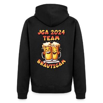 Bachelor Party 2024 Team Groom Beer Alcohol Booze Funny - Unisex Premium Organic Zip Hoodie - black - Back - Nico (187cm)