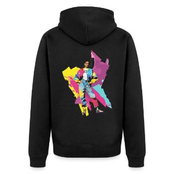 90s 90er Jahre Musik Bunt Party Karneval Kostüm - Unisex Premium Bio Zip Hoodie - Schwarz - Hinten - Nico (187cm)