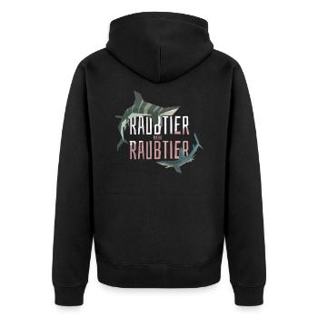 Raubtier bleibt Raubtier - Unisex Premium Bio Zip Hoodie - Schwarz - Hinten - Nico (187cm)