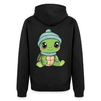 tortue mignon mignon bébé enfants animal dessin animé - Veste à capuche bio Premium Unisexe - noir - Dos - Nico (187cm)