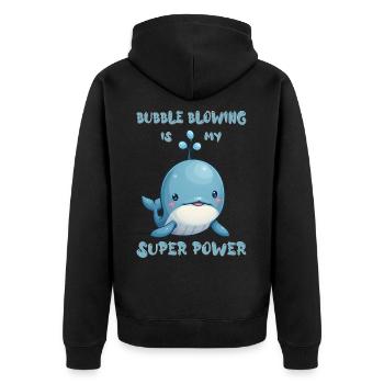 Bubble blowing is my super power - Unisex Premium Bio Zip Hoodie - Schwarz - Hinten - Nico (187cm)
