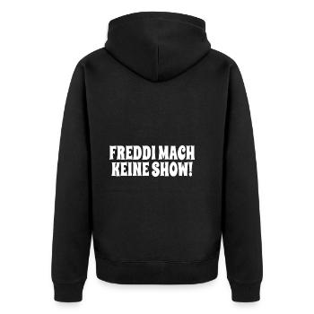 Freddi mach keine Show - König Thomas Meme - Unisex Premium Bio Zip Hoodie - Schwarz - Hinten - Nico (187cm)