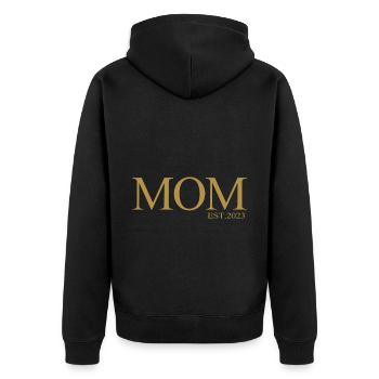 MOM EST 2023 Mom Mom Family - Unisex Premium Organic Zip Hoodie - black - Back - Nico (187cm)