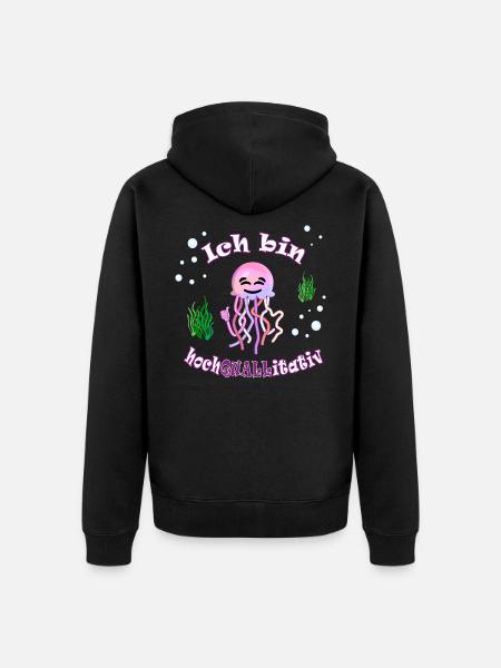 Lustige Thumbsup Qualle: Hochquallitativ - Unisex Premium Bio Zip Hoodie - Schwarz