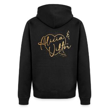 Sturm der Liebe Traumpaar Alicia & Viktor - Unisex Premium Bio Zip Hoodie - Schwarz - Hinten - Nico (187cm)