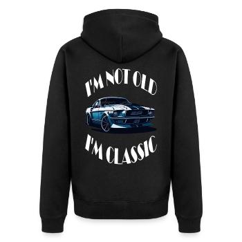 im not old im classic - Unisex Premium Bio Zip Hoodie - Schwarz - Hinten - Nico (187cm)