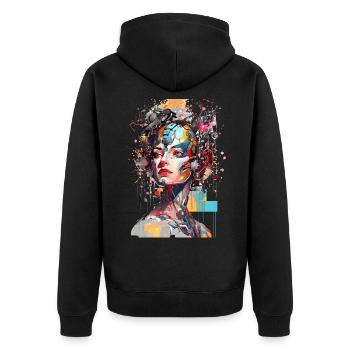 Portrait d’une femme IA androïde/cyborg - Veste à capuche bio Premium Unisexe - noir - Dos - Nico (187cm)