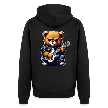 Ours en peluche Heavy Metal avec guitare électrique - Veste à capuche bio Premium Unisexe - noir - Dos - Nico (187cm)
