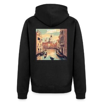 Vintage Poster Italien Venedig - Unisex Premium Bio Zip Hoodie - Schwarz - Hinten - Nico (187cm)