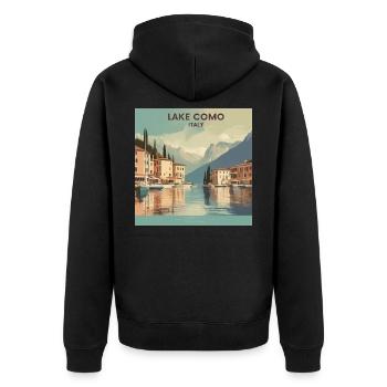 Vintage Poster Italy Lake Como - Unisex Premium Organic Zip Hoodie - black - Back - Nico (187cm)