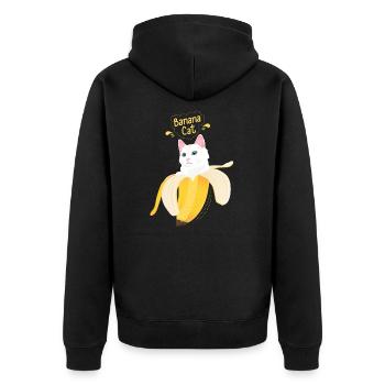 Katze Banana Cat Sprüche Humor Kater Geschenk neu - Unisex Premium Bio Zip Hoodie - Schwarz - Hinten - Nico (187cm)