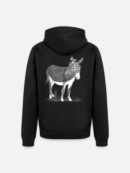 Esel esel illustrasjon ridning dyr dyr gave - Premium økologisk unisex-hettejakke - svart