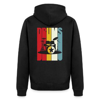 Batteries Rétro Batteur Musicien Rock Nouveau Cadeau - Veste à capuche bio Premium Unisexe - noir - Dos - Nico (187cm)