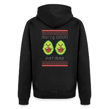 Avocado Vegan Veggie Weihnachten Humor Geschenk - Unisex Premium Bio Zip Hoodie - Schwarz - Hinten - Nico (187cm)