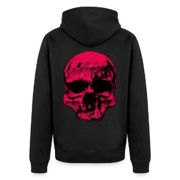 Schädel - Unisex Premium Bio Zip Hoodie - Schwarz - Hinten - Nico (187cm)