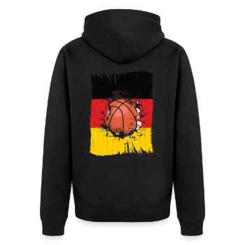 Basketball Team Deutschlandfahne Deutschlandflagge - Unisex Premium Bio Zip Hoodie - Schwarz - Hinten - Nico (187cm)