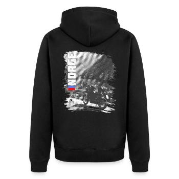 Norwegen - Motorrad - Unisex Premium Bio Zip Hoodie - Schwarz - Hinten - Nico (187cm)
