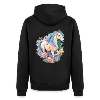 Pastel Horse Mare Beautiful Horse Artwork - Unisex Premium Organic Zip Hoodie - black - Back - Nico (187cm)