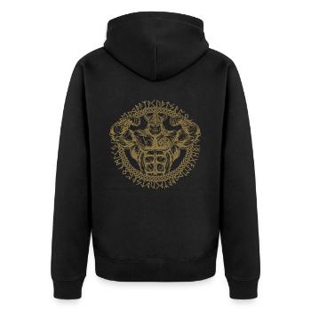 Muscular Viking bodybuilding design with runes - Unisex Premium Organic Zip Hoodie - black - Back - Nico (187cm)