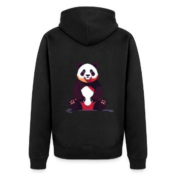 Panda Bear Drawing Cute Panda Animal Design - Unisex Premium Organic Zip Hoodie - black - Back - Nico (187cm)