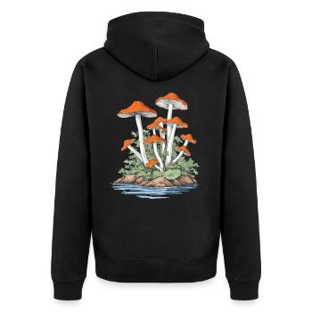 Mushroom Picker Vintage Forest and Nature Design - Unisex Premium Organic Zip Hoodie - black - Back - Nico (187cm)