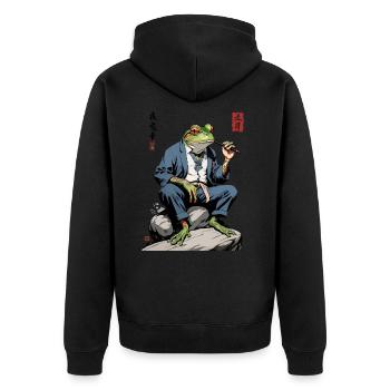 Elégante Yokai Frog Japan Streetwear - Veste à capuche bio Premium Unisexe - noir - Dos - Nico (187cm)