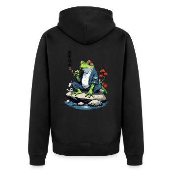 Yokai Grenouille Ukiyo-E Japon Design Rétro - Veste à capuche bio Premium Unisexe - noir - Dos - Nico (187cm)
