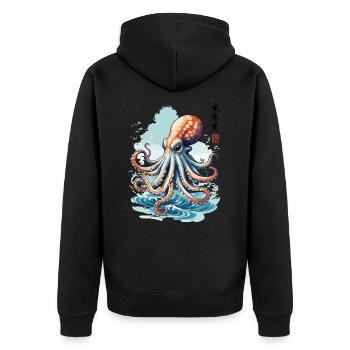Poulpe Japon esthétique mer pêcheur Art - Veste à capuche bio Premium Unisexe - noir - Dos - Nico (187cm)