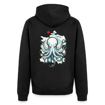 Pieuvre japonaise Octopus Ukiyo-E Sea Art - Veste à capuche bio Premium Unisexe - noir - Dos - Nico (187cm)