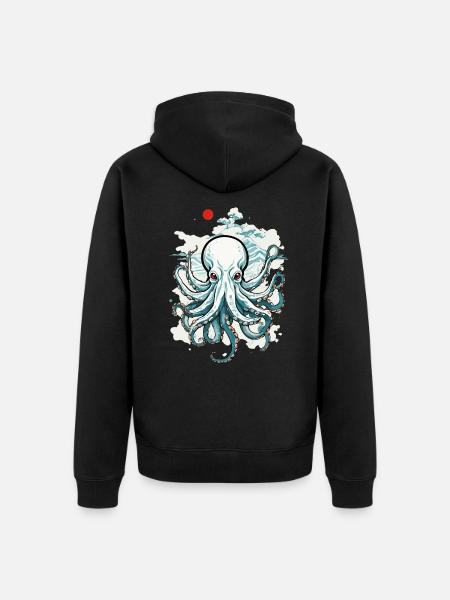 Japanese Octopus Octopus Ukiyo-E Sea Art - Unisex Premium Organic Zip Hoodie - black