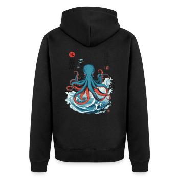 Octopus Ukiyo-E Japon Sea Kraken Design - Veste à capuche bio Premium Unisexe - noir - Dos - Nico (187cm)