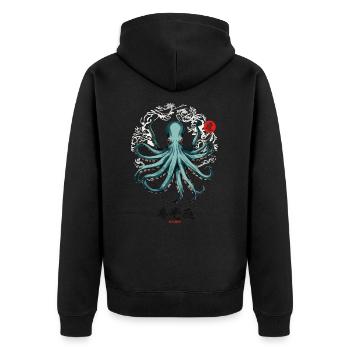 Conception d’affiche japonaise Octopus Ukiyo-E Kanji - Veste à capuche bio Premium Unisexe - noir - Dos - Nico (187cm)