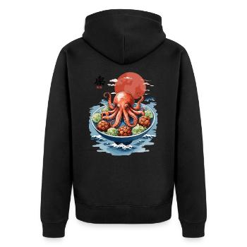 Poulpe Ramen Ukiyo-E Japon Vintage Anime Art - Veste à capuche bio Premium Unisexe - noir - Dos - Nico (187cm)