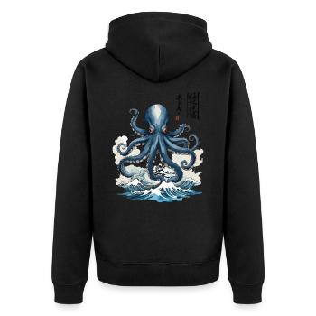 Oeuvre japonaise de la mer de poulpe Ukiyo-e - Veste à capuche bio Premium Unisexe - noir - Dos - Nico (187cm)