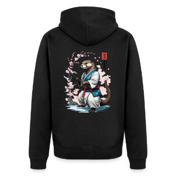 Lustigers Japon Vintage samouraï loutre Anime Design - Veste à capuche bio Premium Unisexe - noir - Dos - Nico (187cm)