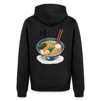 Nouilles Ramen Japonaises Style Streetwear Vintage - Veste à capuche bio Premium Unisexe - noir - Dos - Nico (187cm)
