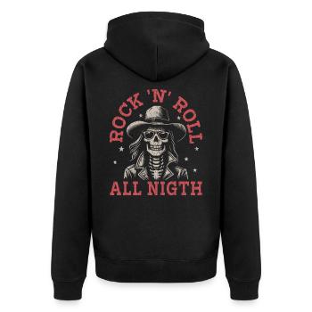 Rock - Unisex Premium Bio Zip Hoodie - Schwarz - Hinten - Nico (187cm)