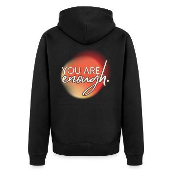 You're Enough - Unisex Premium Organic Zip Hoodie - black - Back - Nico (187cm)