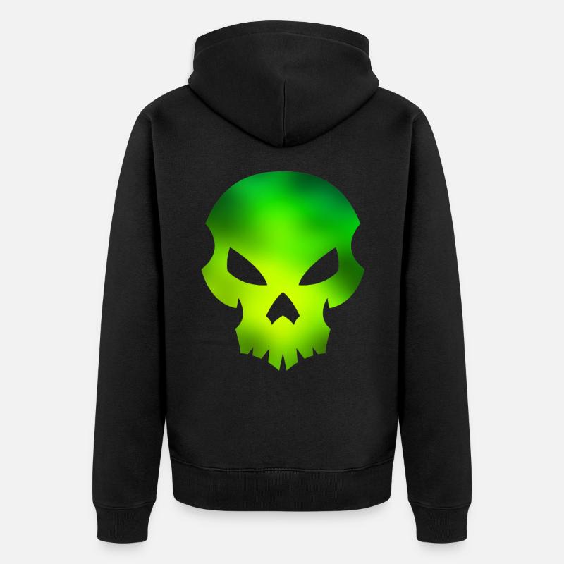 Crâne vert - Veste à capuche bio Premium Unisexe - noir