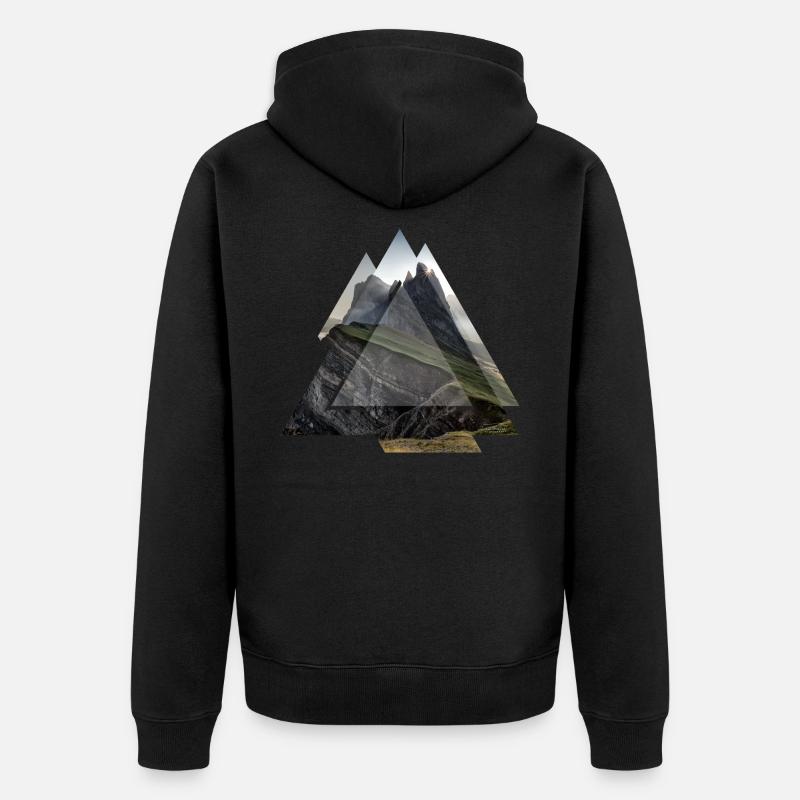 Paysage de géométrie triangle Dolomites - Veste à capuche bio Premium Unisexe - noir