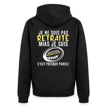 Rugby La Rochelle 2 Etoiles Rochelais Rugbyman - Veste à capuche bio Premium Unisexe - noir - Dos - Nico (187cm)