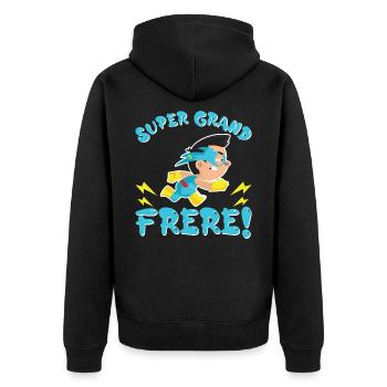 Super Grand Frère - Cadeau Annonce Grossesse - Veste à capuche bio Premium Unisexe - noir - Dos - Nico (187cm)