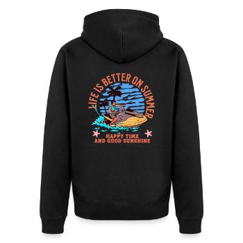 LIFE IS BETTER ON SUMMER - Unisex Premium Organic Zip Hoodie - black - Back - Nico (187cm)