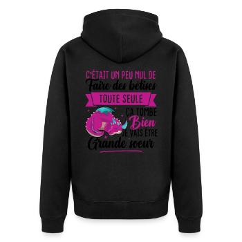 Je vais être grande soeur - Veste à capuche bio Premium Unisexe - noir - Dos - Nico (187cm)